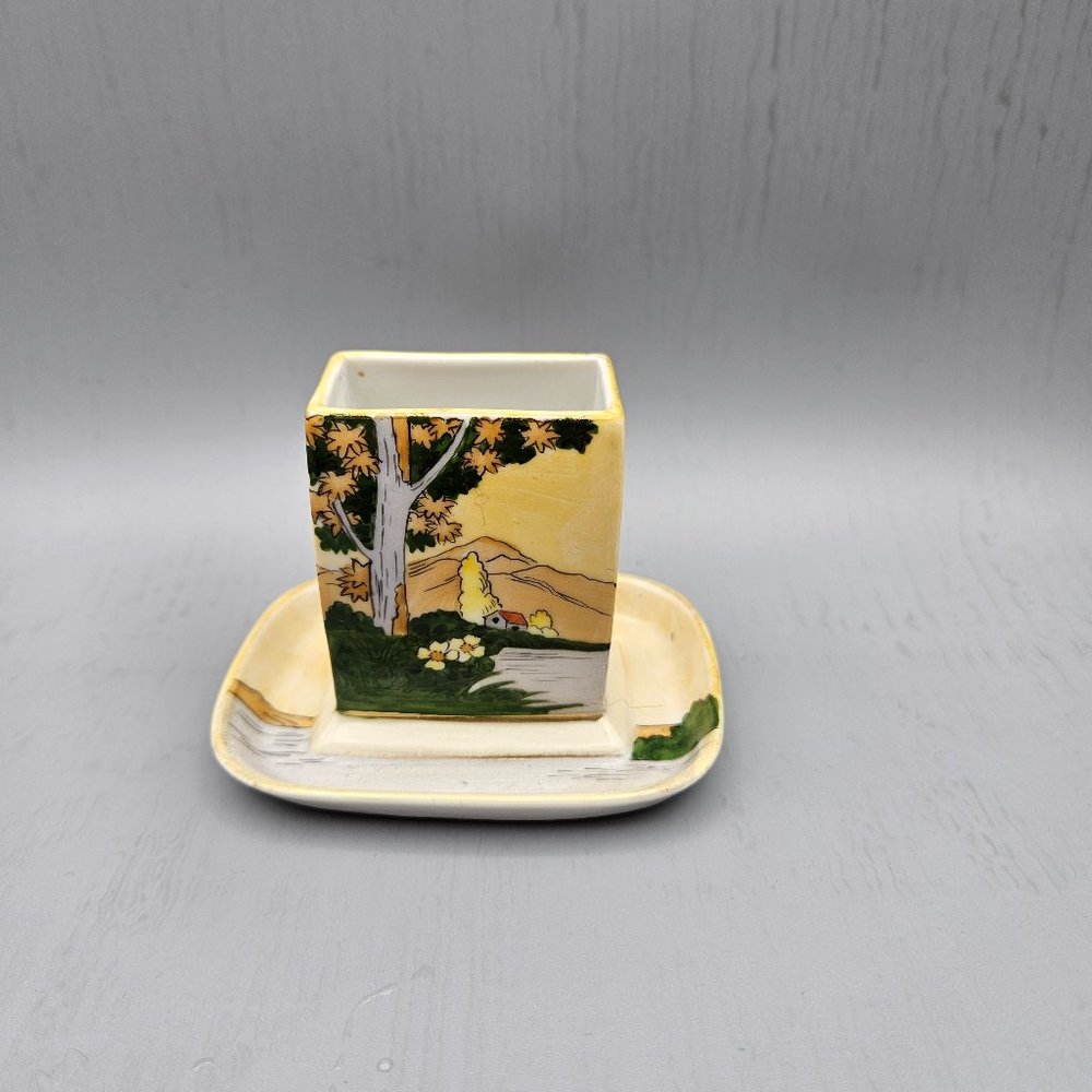 Vintage had painted  Nippon Porcelain match box holder made in Japan